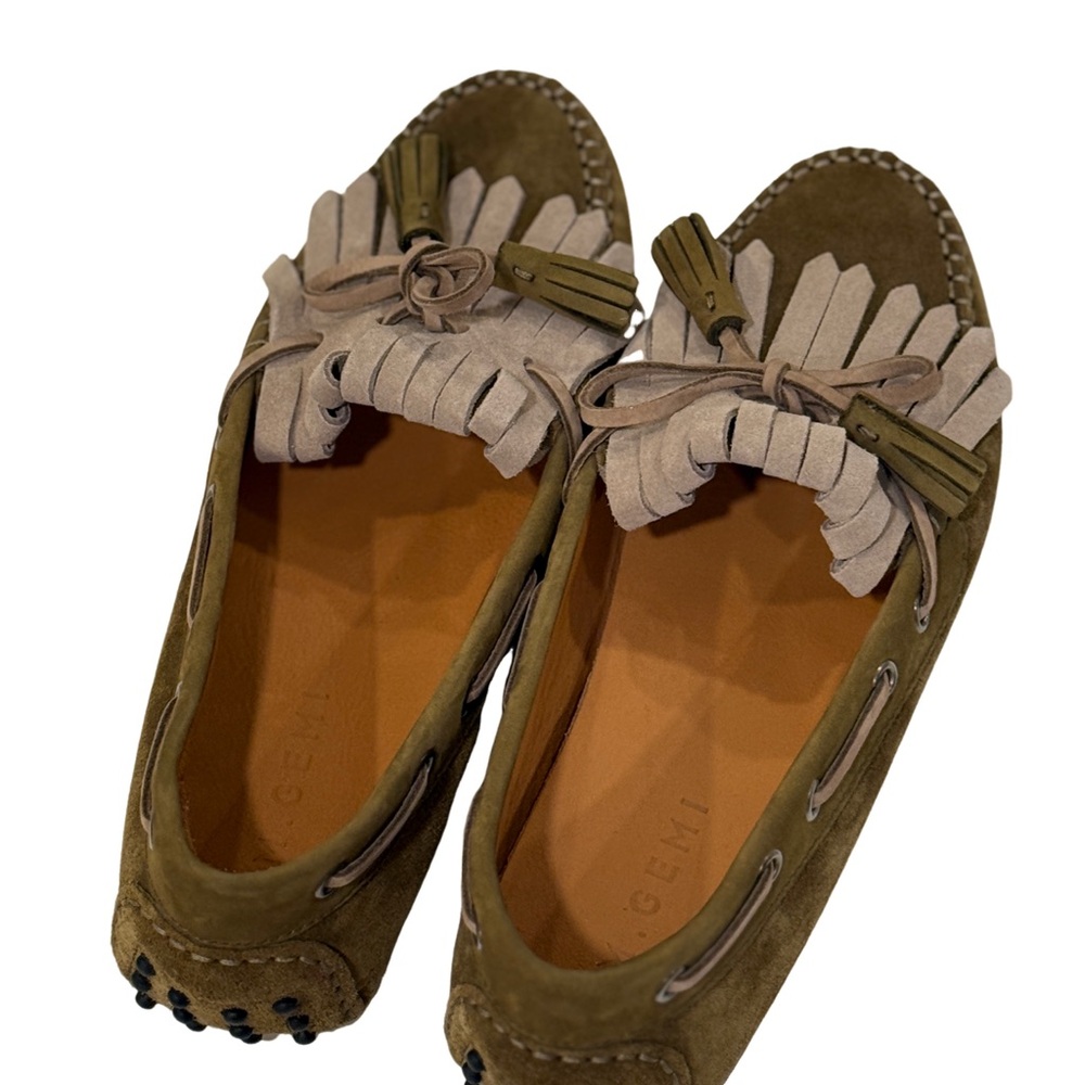 Women's Olive Moccasins with Tassels